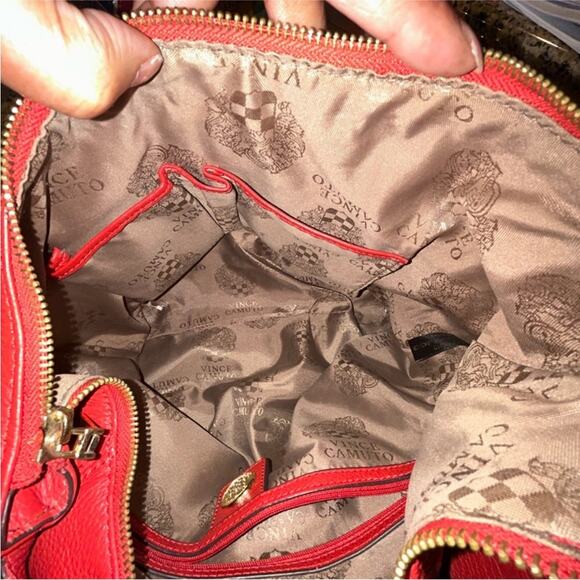 Vince Camuto Red Leather Women's Shoulder Handbag w dust bag - Picture 6 of 7